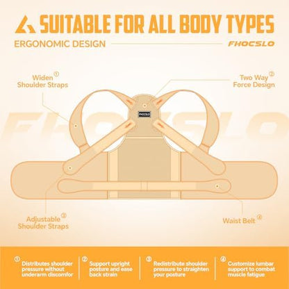 FHOCSLO Back Brace Posture Corrector Women and Men, Adjustable Shoulders Straightener - Breathable Upper Lower Back Support Belt Strap for Relieve Pain, Hunchback and Scoliosis (Nude, S)